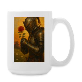 Ritter mit Rose - Große Tasse 440 ml - Weiß - Rechts