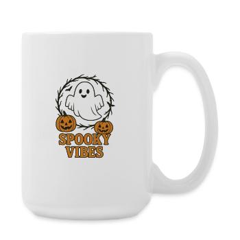 Spooky Vibes Ghost with Pumpkins - Large Mug 440 ml - white - Right