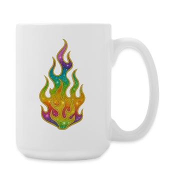 Regenbogenflammen Glitter - Große Tasse 440 ml - Weiß - Rechts