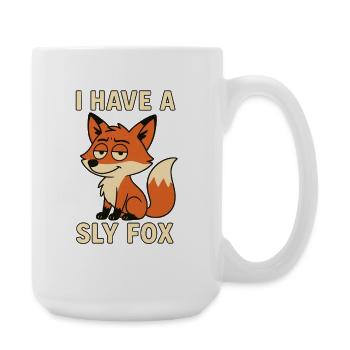 Clever Fox Cartoon, Sly Fox – Funny Cheeky - Large Mug 440 ml - white - Right
