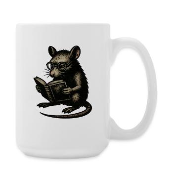 Rat de lecture de style vintage - Grande tasse 440 ml - blanc - Droite