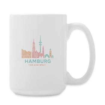 Hamburg Tor zur Welt Skyline - Große Tasse 440 ml - Weiß - Rechts