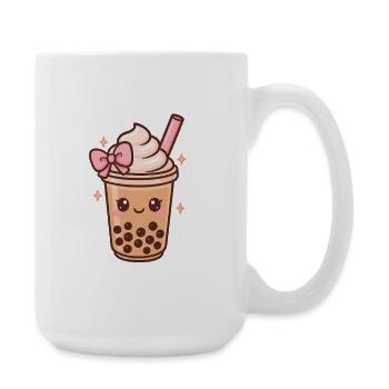 Cute Boba with Bow, Bubble Tea Girl - Large Mug 440 ml - white - Right