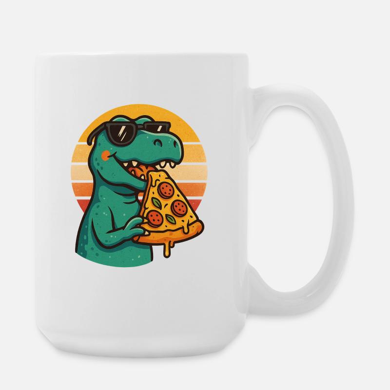 Pizza Saurus Rétro - Grande tasse 440 ml - blanc