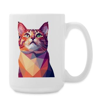 Modern Polygon Cat Art – Colorful Portrait - Large Mug 440 ml - white - Right