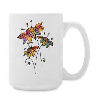 Blumen - Große Tasse 440 ml - Weiß - Rechts