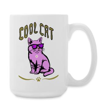 Pink Cat Sunglasses Style - Large Mug 440 ml - white - Right