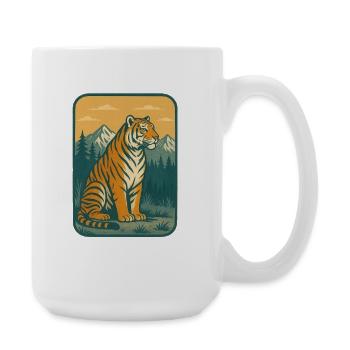 Tiger im Gebirge Retro-Motiv - Große Tasse 440 ml - Weiß - Rechts