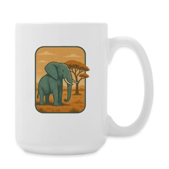 Savanna Elefant Vintage Panel - Große Tasse 440 ml - Weiß - Rechts