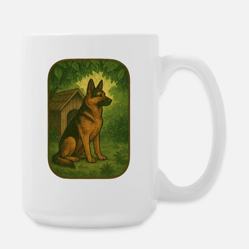 Retro Waldhund - Große Tasse 440 ml - Weiß