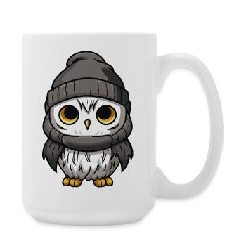 Owl Comic Winter Cozy - Large Mug 440 ml - white - Right