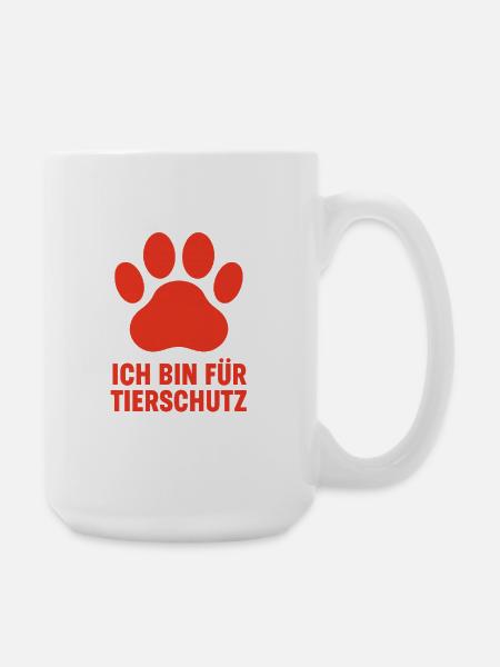 Pfotenabdruck Tierschutz Botschaft - Große Tasse 440 ml - Weiß