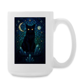 Mitternachtskatze Kristallprisma - Große Tasse 440 ml - Weiß - Rechts
