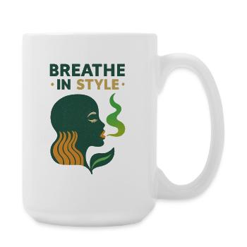French Inhale – Respire en  Style (profil coloré) - Large Mug 440 ml - white - Right