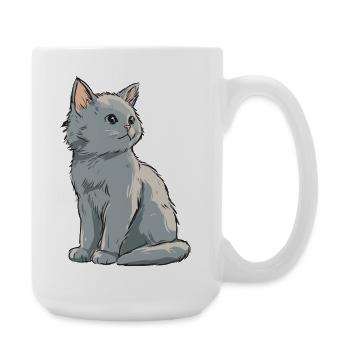 Grey Velvet Kitten Illustration - Large Mug 440 ml - white - Right