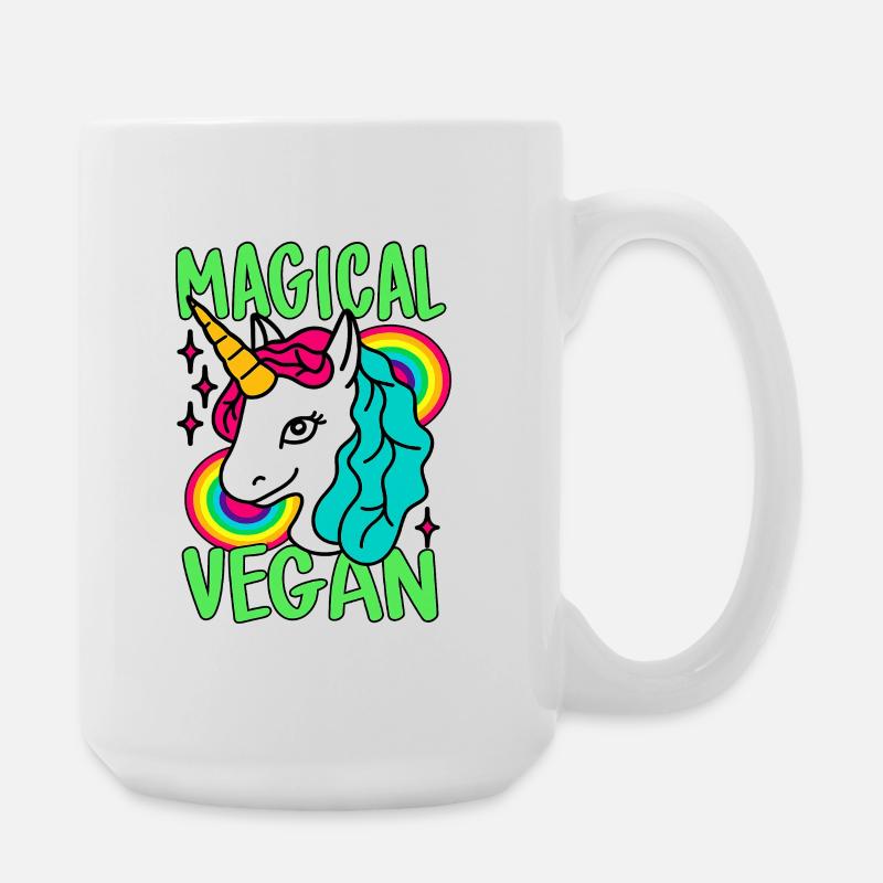 Magisches Go Vegan-Einhorn - Große Tasse 440 ml - Weiß