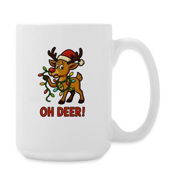„Oh Deer“ Weihnachtliches Rentier mit Lichtern - Große Tasse 440 ml - Weiß - Rechts