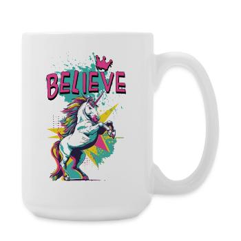 Unicorn Faith Vintage Retro Colorful Modern Trend - Large Mug 440 ml - white - Right