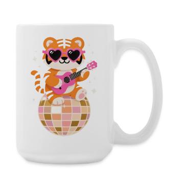 Funny Tiger Disco Dance Ball Groovy 80s - Large Mug 440 ml - white - Right