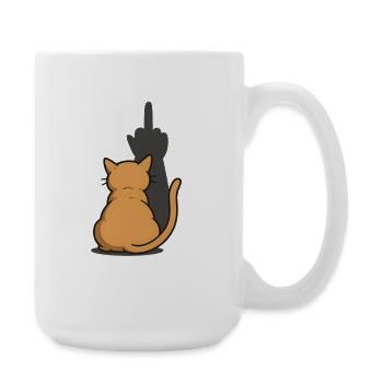 Erkenne die Zeichen Katze Mittelfinger - Große Tasse 440 ml - Weiß - Rechts