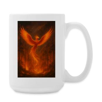 Flaming Phoenix in the Forest - Large Mug 440 ml - white - Right