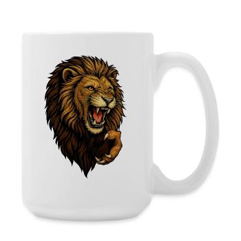 Wild lion's head in attack - Large Mug 440 ml - white - Right