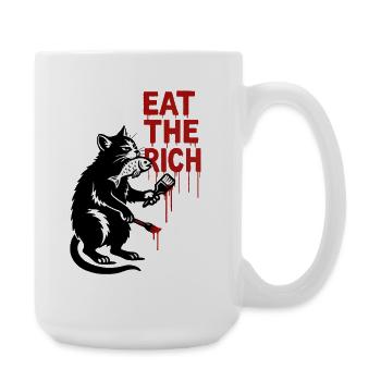 Black cat with fish and brush - Large Mug 440 ml - white - Right