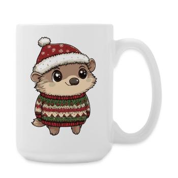 Igel Weihnachten - Große Tasse 440 ml - Weiß - Rechts