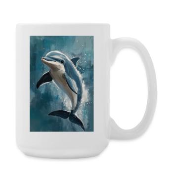 Illustration of a dolphin - Large Mug 440 ml - white - Right
