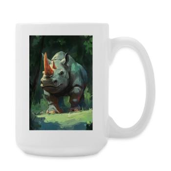 Illustration of a rhinoceros - Large Mug 440 ml - white - Right