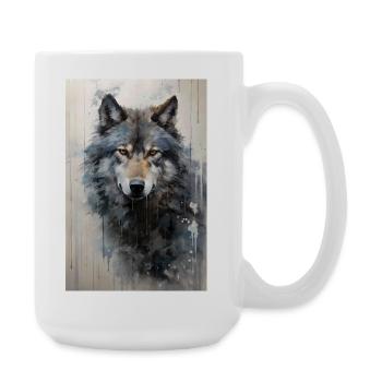Illustration of a wolf - Large Mug 440 ml - white - Right
