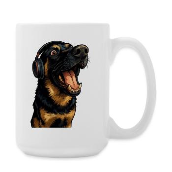 Headphone Rottweiler Portrait - Large Mug 440 ml - white - Right