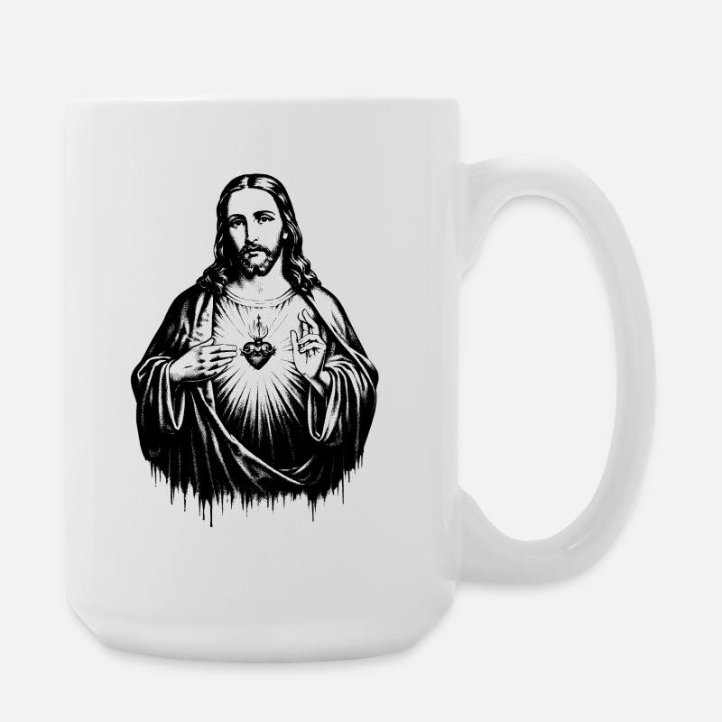Herz Jesu Lichtzeichen - Große Tasse 440 ml - Weiß