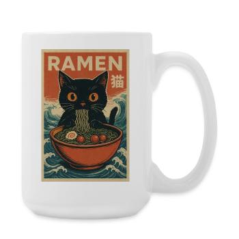 Ramen Cat Retro Poster - Large Mug 440 ml - white - Right