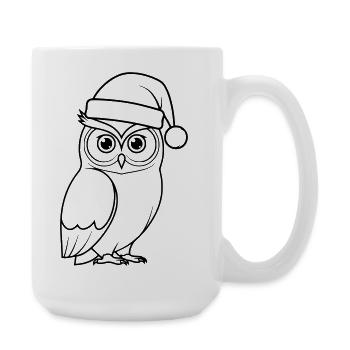 Weihnachts-Eule Cartoon Illustration - Große Tasse 440 ml - Weiß - Rechts