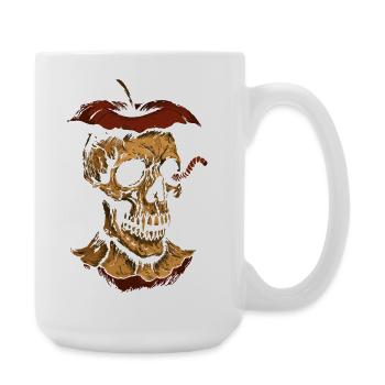 Fauler Apfel Totenkopf Kunst – Dunkles Design - Große Tasse 440 ml - Weiß - Rechts