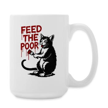 Katze mit roter Tropfschrift - Large Mug 440 ml - white - Right
