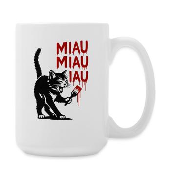 Miau Kunst: rote Tropfen Katze - Große Tasse 440 ml - Weiß - Rechts