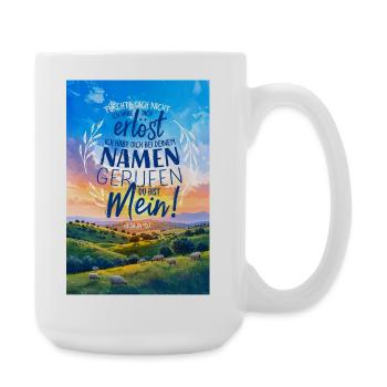Bei deinem Namen gerufen - Bibelvers Lettering - Große Tasse 440 ml - Weiß - Rechts