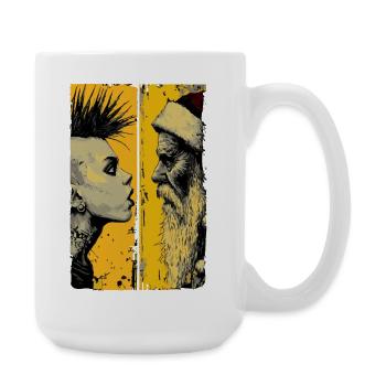Punk trifft Weihnachtsmann  - Große Tasse 440 ml - Weiß - Rechts