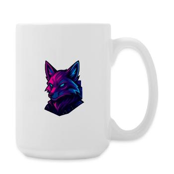 Neon Fuchs Kopf im Cyberpunk-Stil - Große Tasse 440 ml - Weiß - Rechts