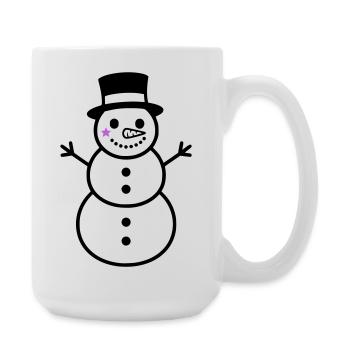 Frecher Schneemann mit Zylinder | Winter - Große Tasse 440 ml - Weiß - Rechts