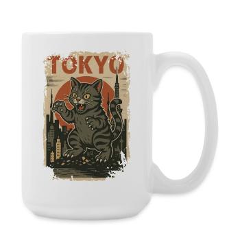 Vintage Japanische Katze Monster Art Japan Retro - Große Tasse 440 ml - Weiß - Rechts