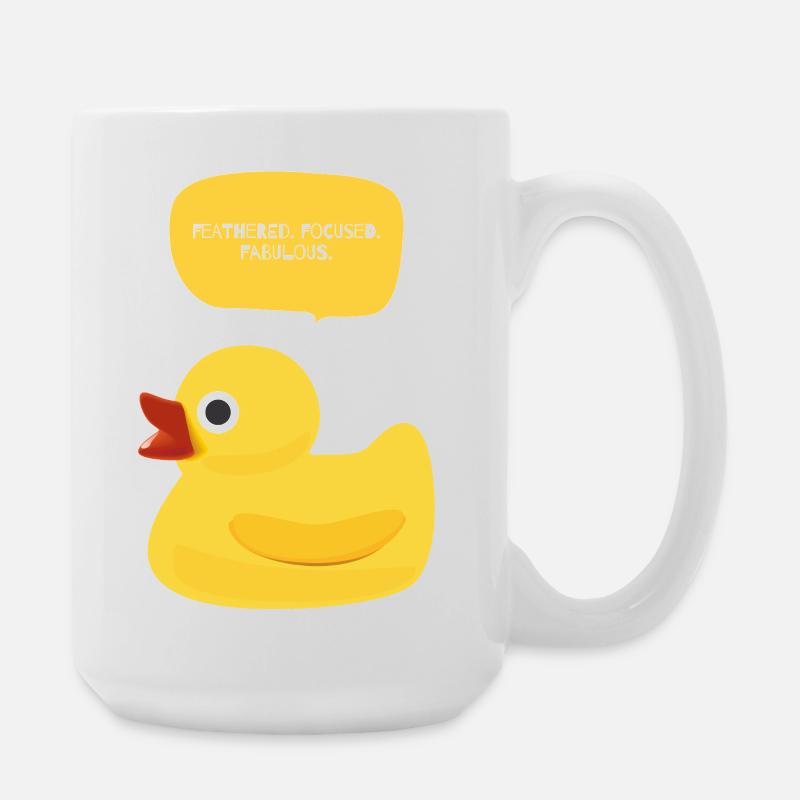 Feathered. Focused. Fabulous Duck Design - Large Mug 440 ml - white