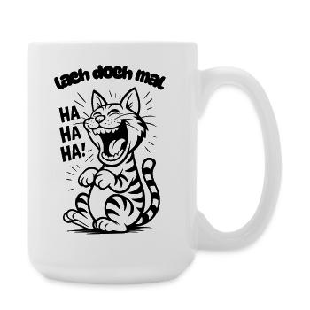 Funny Cat Christmas Gift Laugh - Large Mug 440 ml - white - Right