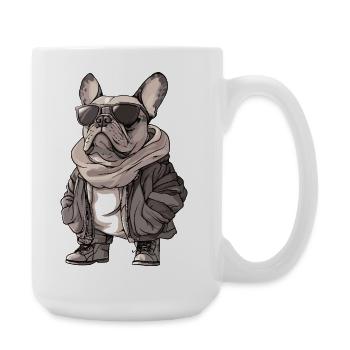 French Buldog Dog Cool Winter - Large Mug 440 ml - white - Right