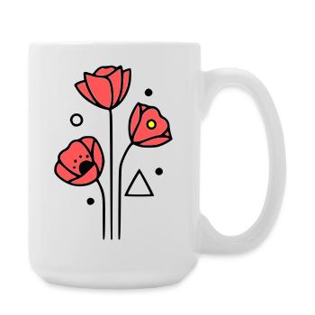 Poppy-Poppies-Minimalist-Line-Art-4 - Large Mug 440 ml - white - Right