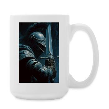 Dark Knight with Silver Sword - Large Mug 440 ml - white - Right