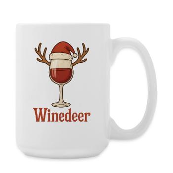 Winedeer Rentier Lustiger Wein Spruch Weihnachten - Große Tasse 440 ml - Weiß - Rechts