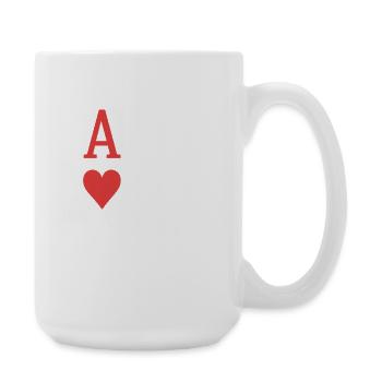 Rotes Herz-Ass auf schwarzem Hintergrund - Große Tasse 440 ml - Weiß - Rechts